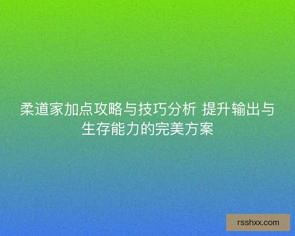 柔道家加点攻略与技巧分析 提升输出与生存能力的完美方案